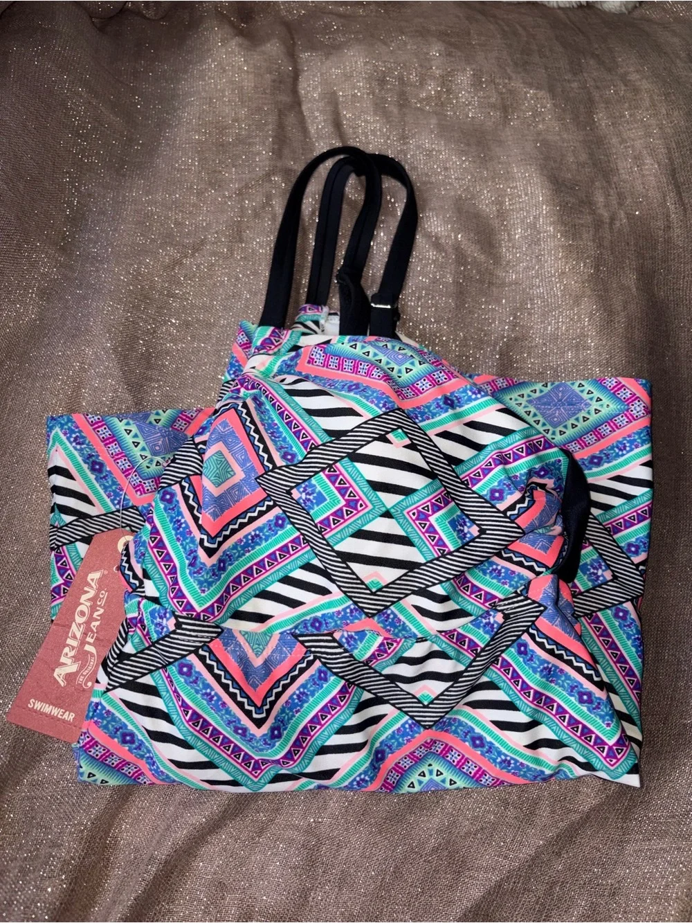 Arizona Jeans Company Geometric Tankini Top Size 1x NWT! - Picture 8 of 8